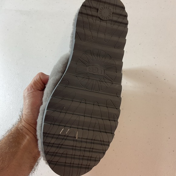 UGG 1121751 Super Fluff Grey‎ Shearling Slingback Slippers Shoes Womens Size 9 - Picture 6 of 10